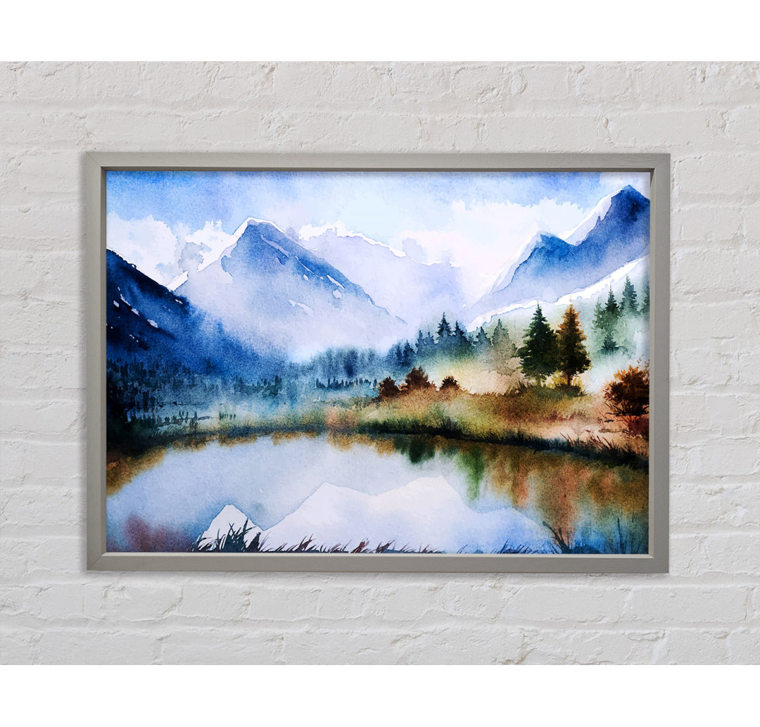 Mountain Winter Lake - Einzelner Bilderrahmen Kunstdrucke auf Leinwand