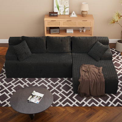 Boneless 96" L-Shaped Boneless Modular Cloud Couch Sectional Sofa