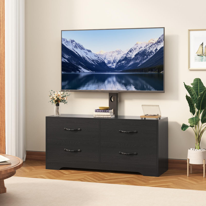 Meuble télé moderne avec support pour téléviseurs de 32 à 75 pouces, commode à 4 tiroirs