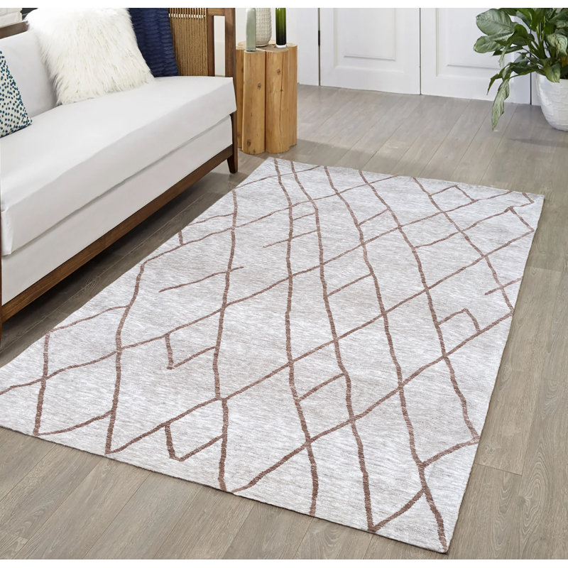 Beige Brown Stripes Striped Soft Pile Boho Farmhouse Minimal Large Area Rug, Rectangle 10' x 13'