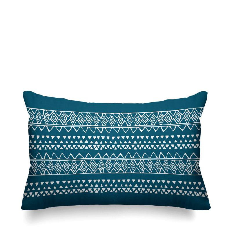 Titi Geometric Outdoor Reversible Throw Pillow, Turquoise
