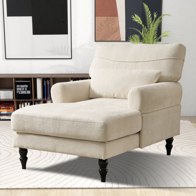 Chaise longue rembourrée L 51,55 po, Blanc