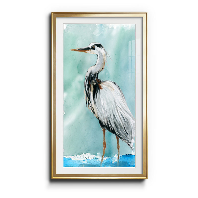 " Delray Crane II ", Gold, 14.5" H x 26.5" W x 1.5" D