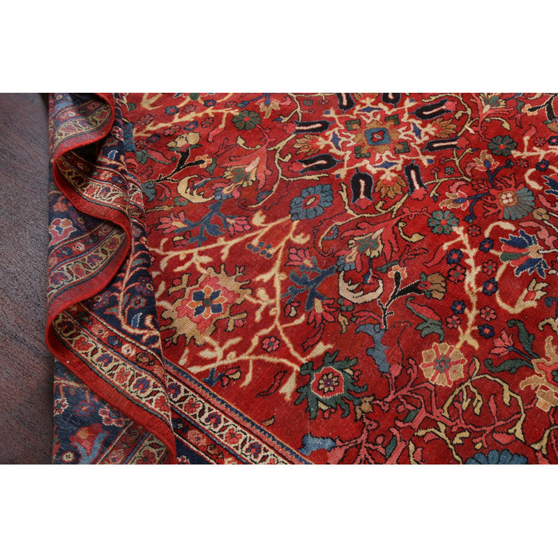 One-of-a-Kind 10'2'' X 13'11'' 1930s Wool Area Rug in Red