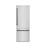 ZLINE 30 Autograph Edition 16.1 cu. ft. Built-in 2-Door Bottom Freezer Refrigerator with Accent
