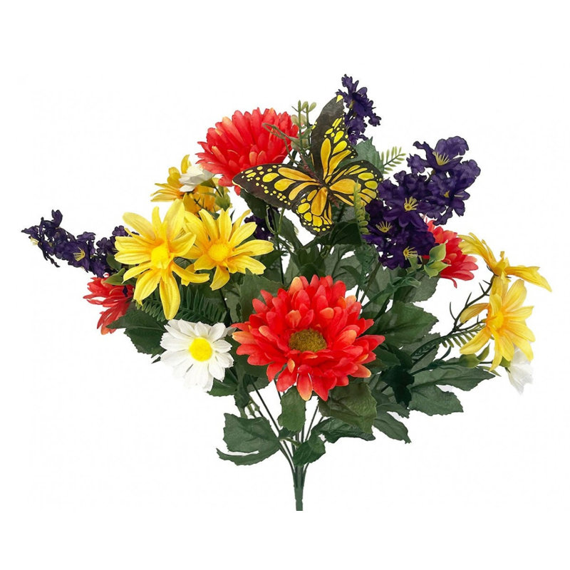 Fleurs vives et papillon, fleur artificielle