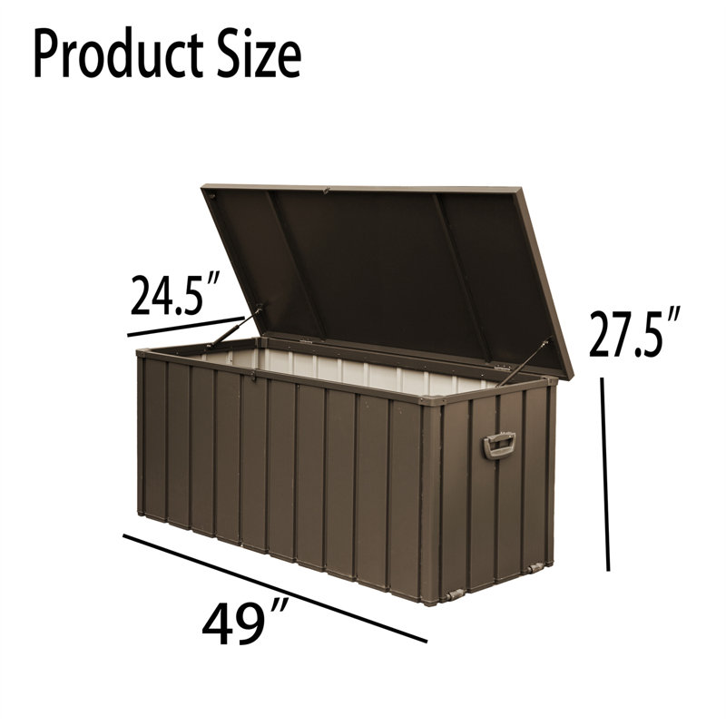Coffre de terrasse en acier brun TONWIN, H 27,5 po x l 49 po x P 24,5 po
