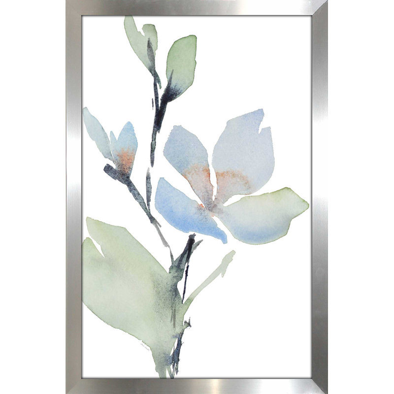 «Glowing Blooms II», reproduction de peinture à l'aquarelle, H 39,5 po x l 27,5 po x P 0,75 po, Encadrement argenté
