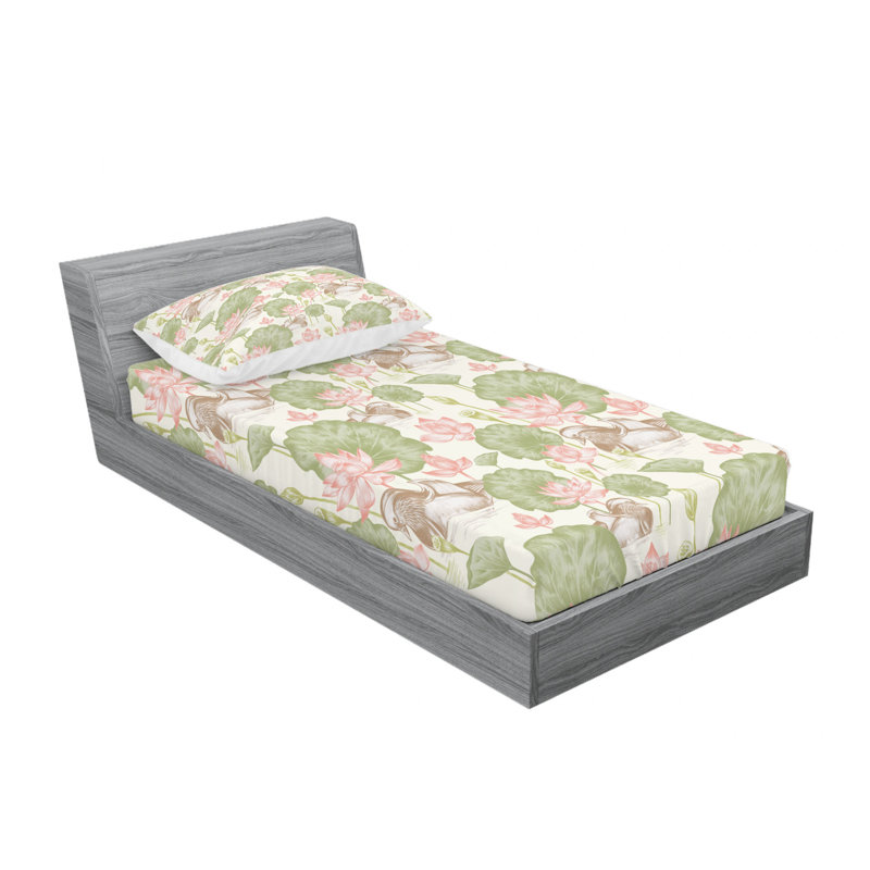 Microfiber Floral Fitted Sheet, Twin XL Sheet Set with 1 Pillowcase