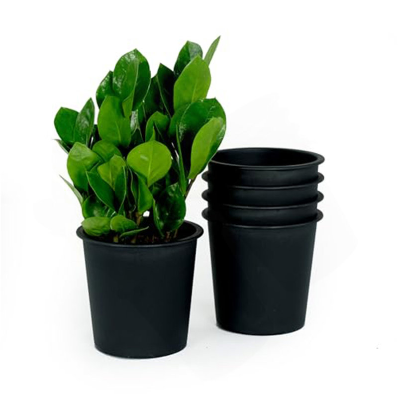 7.9" Round Nursery Plant Pot - Garden Plastic Pots With Drainage (5-Pack), 6.7" H x 7.9" W x 7.9" D