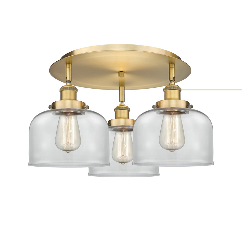 Bejtullah Glass Flush Mount, Clear, Brushed Brass
