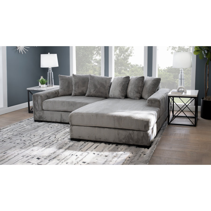 Luxe 108" Corduroy Sectional, Fog
