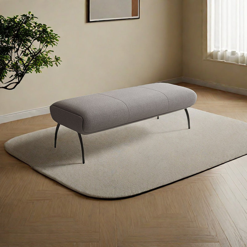 Banc rembourré Tabathe Sherpa, Gris foncé, H 17,71 po x l 47,24 po x P 17,71 po