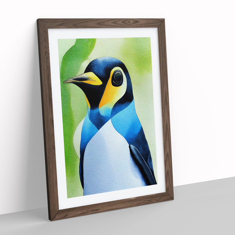 Penguin No.3 - Print, Walnut Picture Frame, White, 64cm H x 46cm W