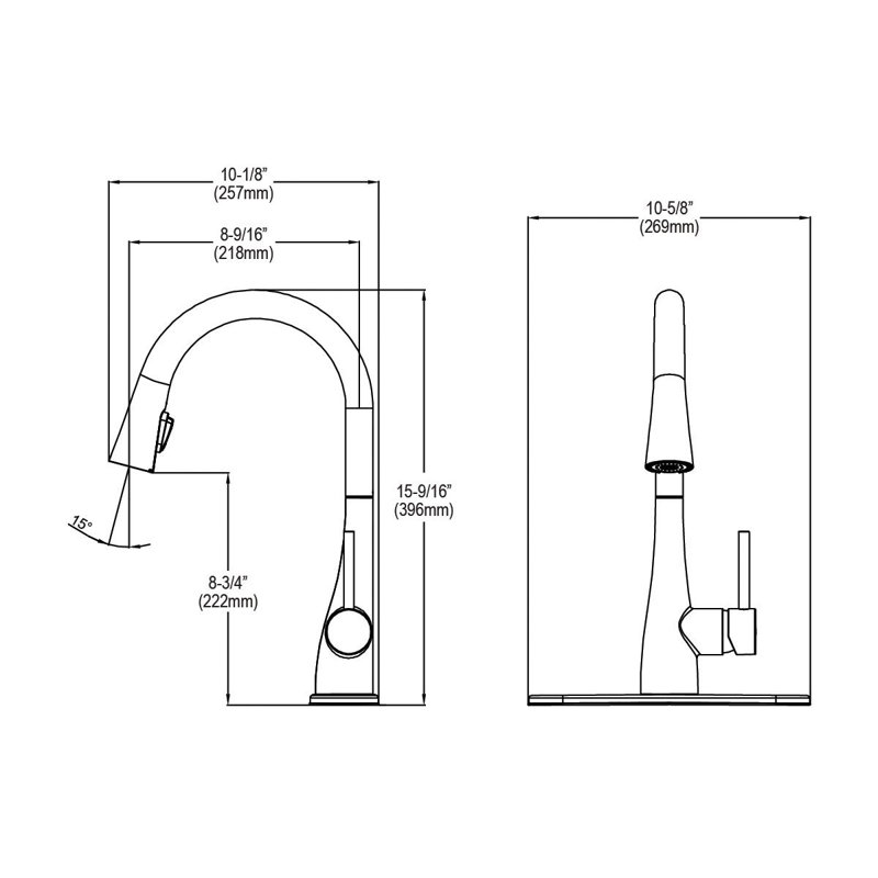 Gourmet Pull Down Single Handle Kitchen Faucet, Lustrous Steel