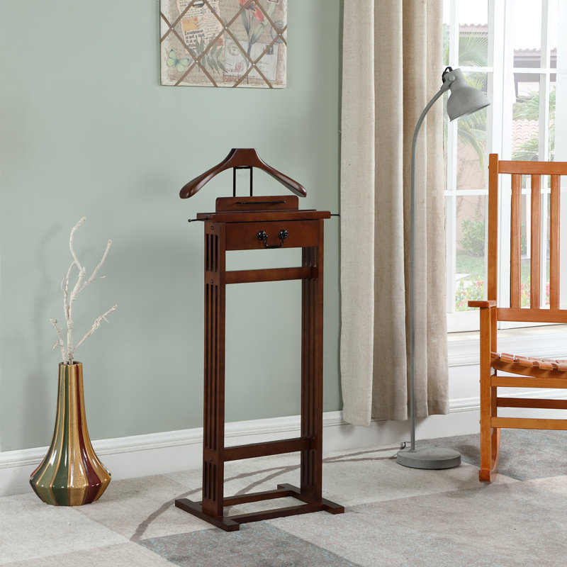Freestanding Valet Stand, Dark Walnut