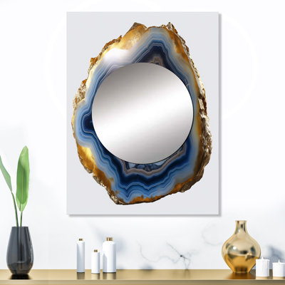 Savicki Geode Gems II - Stone Geode Decorative Mirror, Traditional Wall Mirror, Printed Metal Art