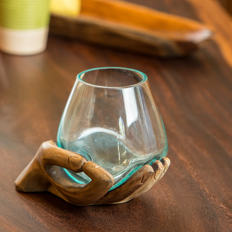 Blown Glass Vase on Hand - Gyan 5"H