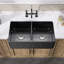 Echo Fireclay 33 in. White Farmhouse Sink Apron Front Farm Sink Double Bowl Kitchen Sink with Accessory Kit-98387760-91457276