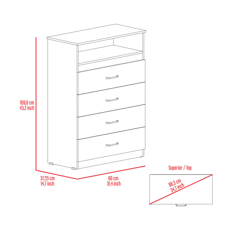 Commode 4 tiroirs Cassville