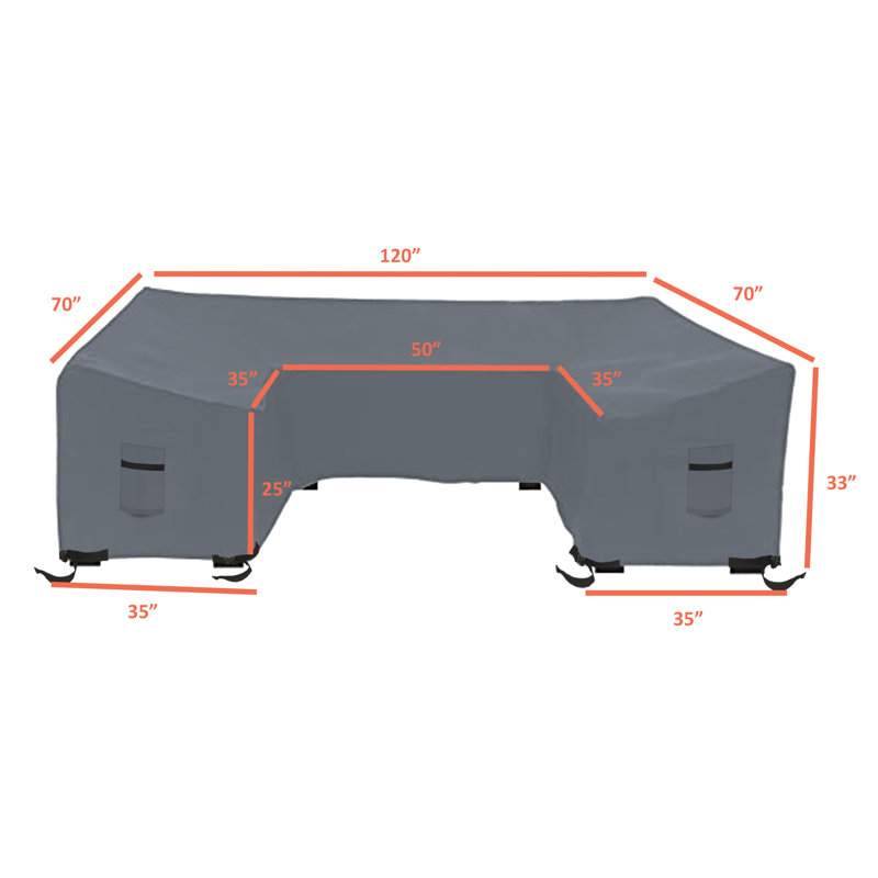 Outdoor Cover, 83.8cm H x 304.8cm W x 88.9cm D, Grey
