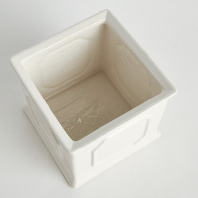 White Ceramic Classic Profile Square Cachepot Large