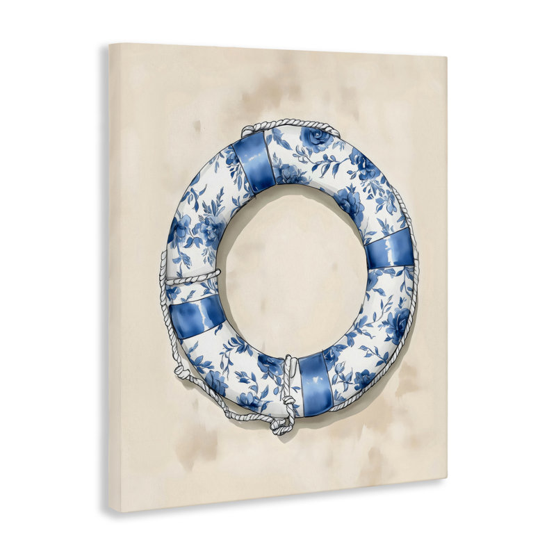 Toile bleue bleue avec conservateur de vie, design par Arlington Prints, H 20 po x l 16 po