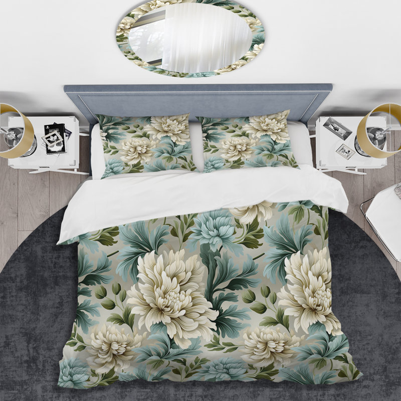 Ensemble de housse de couette Petask Symphony Green Damask Harmony - Damask, Housse de couette pour très grand lit et 2 très