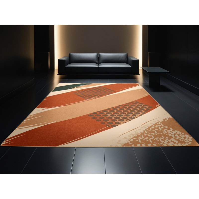 Machine Washable Roslindale Bohemian Geometric Rug in Brown – LightBrown Binding, 7' Round