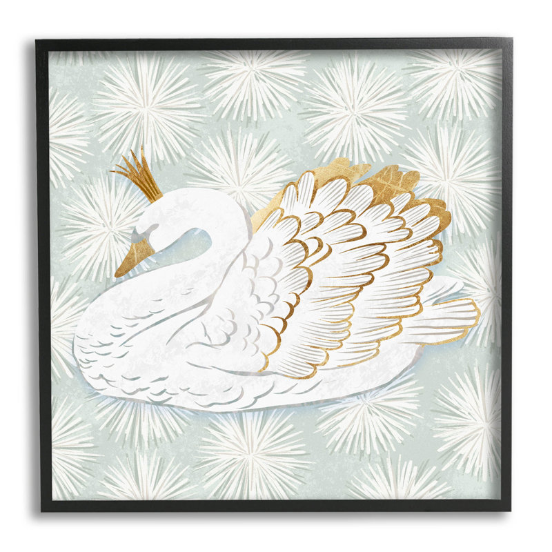Motif de cygne des Fêtes d'hiver - 176, Giclée encadrée noir minuit, H 12 po x l 12 po x P 1,5 po