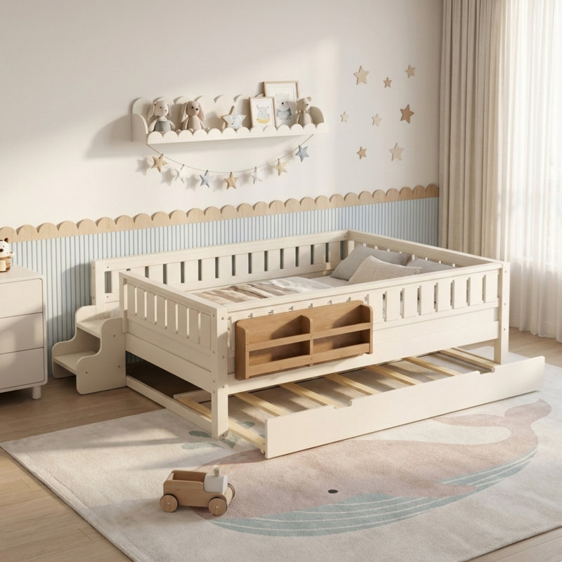 Children's Adjustable Multi-functional Bed, Beige