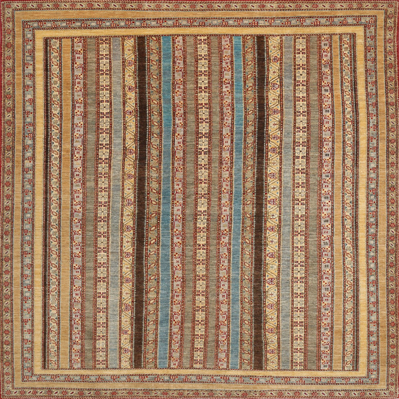 Tapis brun contemporain, Carré 6 pi