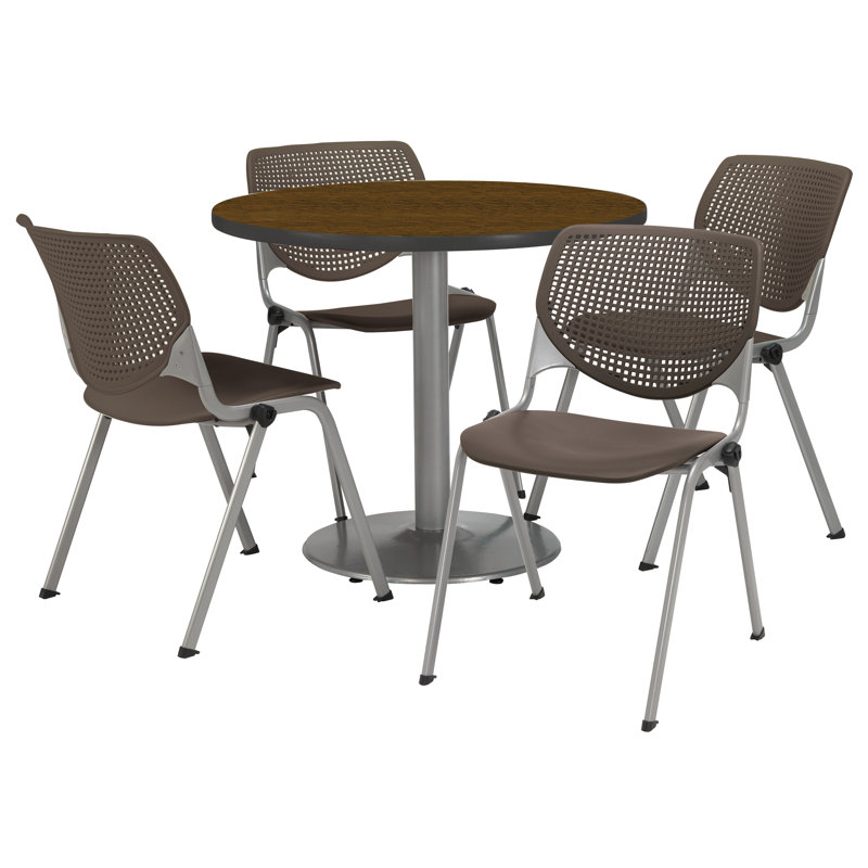 Table ronde pour salle de pause, Noyer, L 36 po x P 36 po, Pierre brune