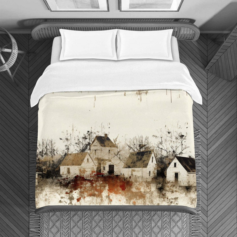Housse de couette blanche Farmhouse Styles, Housse de couette pour lit simple