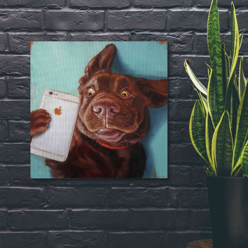 «Dog Selfie» par Lucia Heffernan, art mural sur toile, H 26 po x l 26 po x P 1,5 po