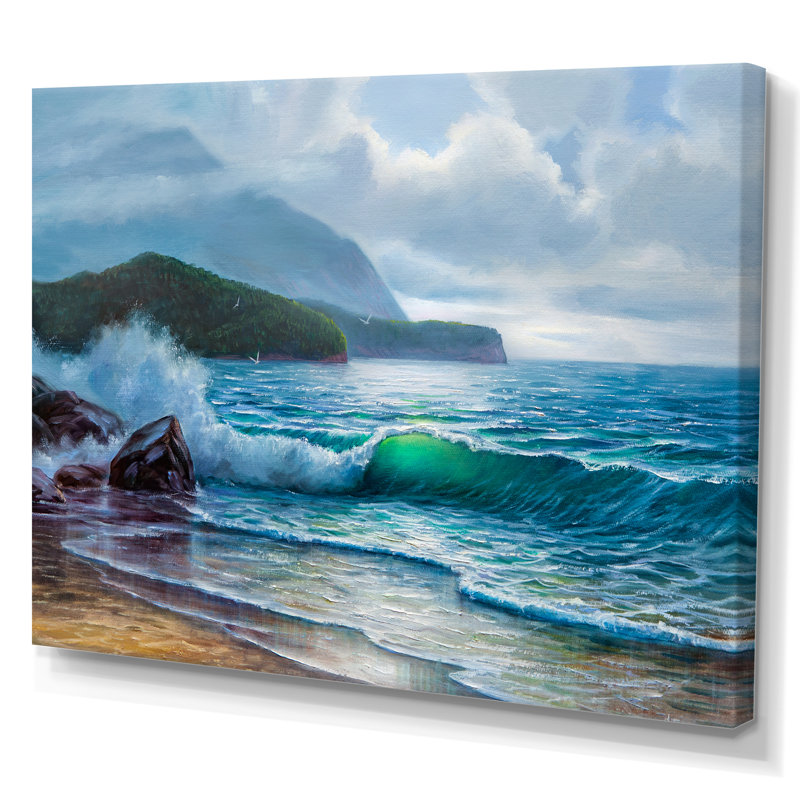 «Morning Sunlight On The Sea Waves», art mural nautique et côtier sur toile, H 44 po x l 34 po x P 1,5 po, Toile tendue