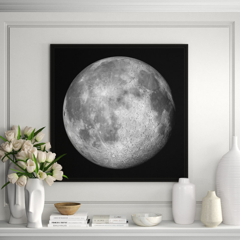Lunar View 1' Framed Graphic Art Print on Glass