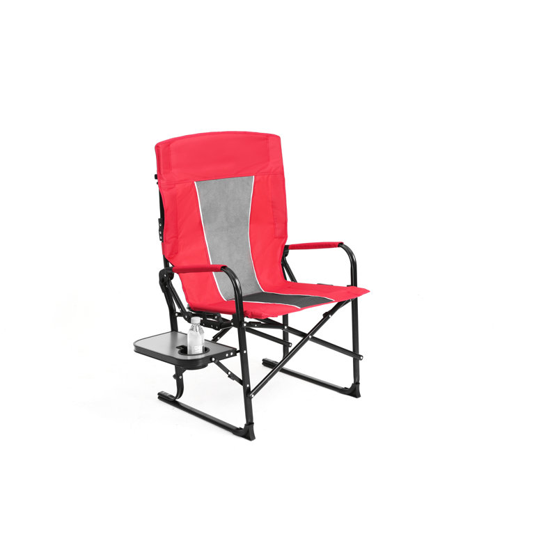 Camping Directors Folding Chair - Heavy Duty Portable With Side Table For Backyard Red Oversized Lawn, Red