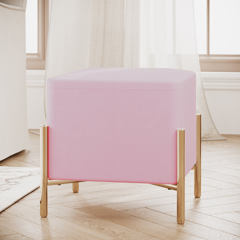 Barnum 16" Wide Square Footstool Ottoman, Pink