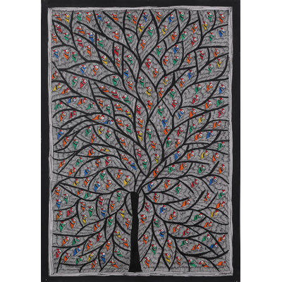 Décoration murale perroquet harmonie Madhubani