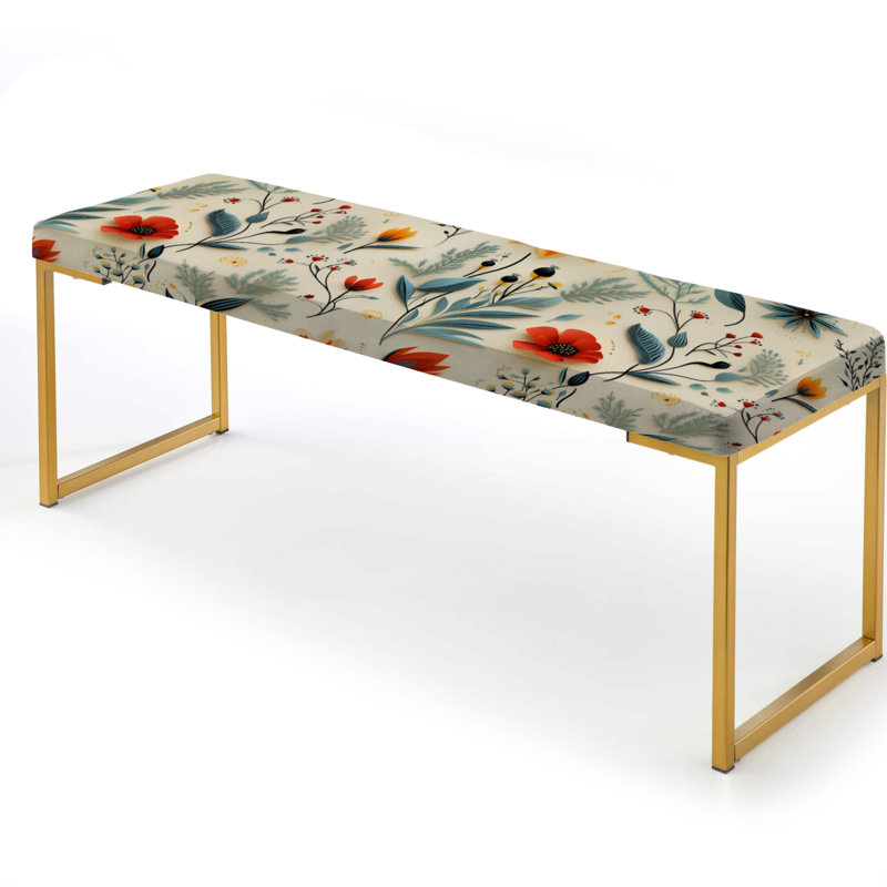 Banc rembourré or, Green And Yellow Retro Bouquet Revival