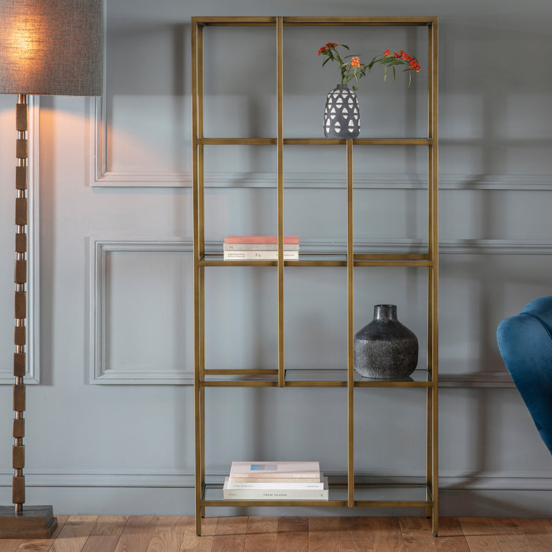 Carmo 150 cm H x 70 cm W Glass Etagere Bookcase, Bronze