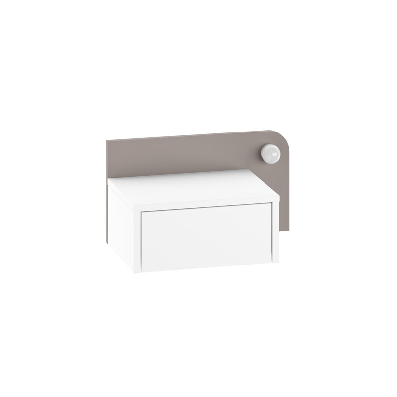 52cm W Manufactured Wood Bedside Table, White/Mocha Grey