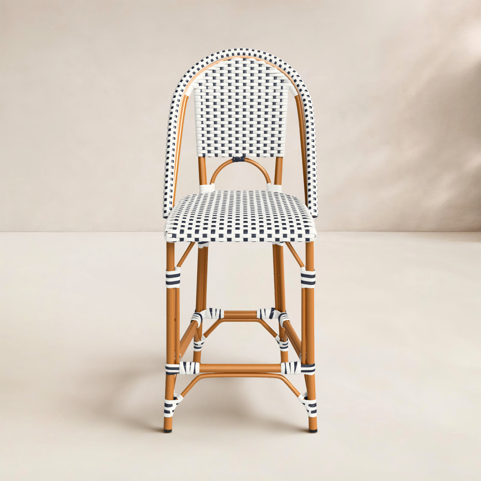 Kesa California 25" Patio Counter Stool, White/Navy