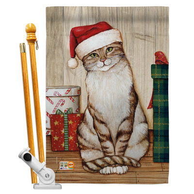 Kitty à impressions décoratives 40 x 28 po de polyester décoratif 2 côtés ensemble de drapeau