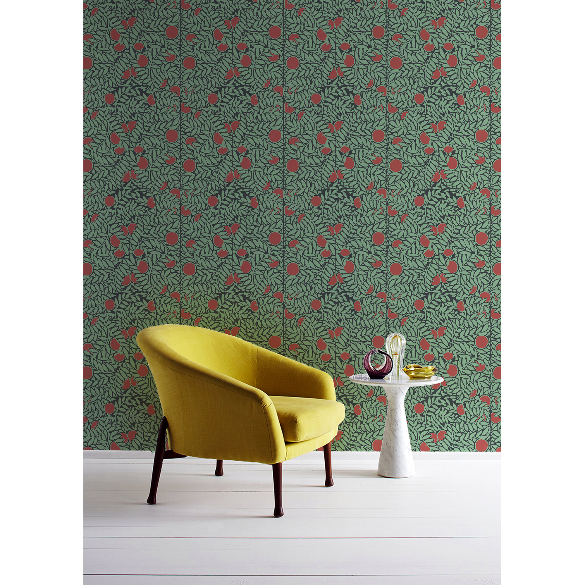 Signature Orange Grove 10' L x 24" W Wallpaper Roll, Mint/Coral, Non-pasted