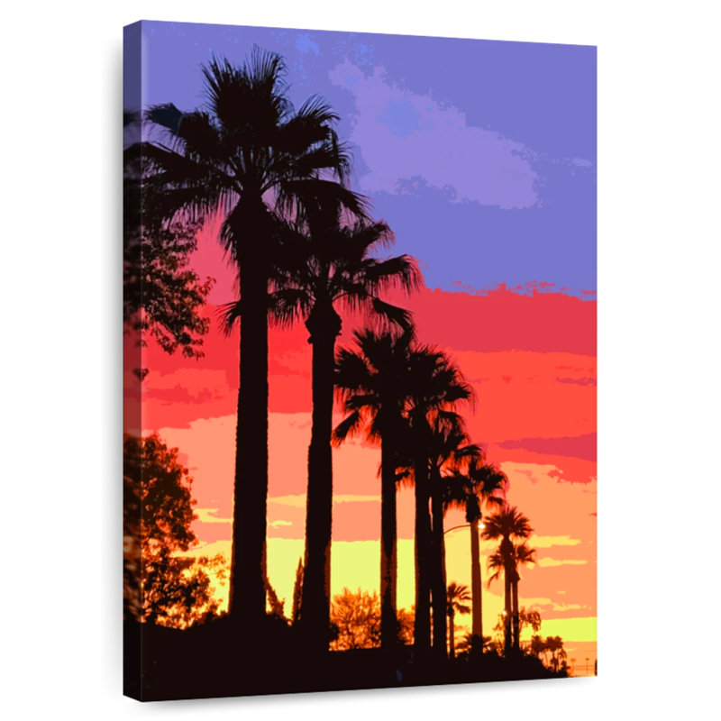 Alvord Palm Tree Sunset Illustration, 24" H x 16" W