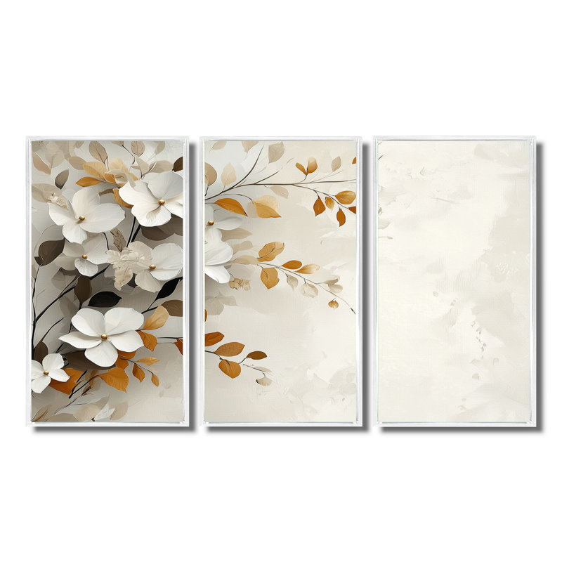 Ensemble de salon art mural cerisiers en fleurs gris brun et cerisiers en fleurs II, H 40 po x l 60 po x P 1 po