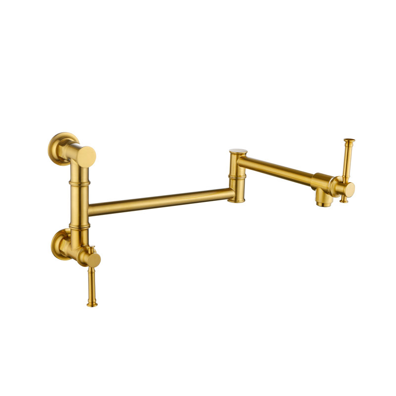 Pot Filler Faucet Wall Mount Pot Filler Faucet, Modern Brass Pot Filler Two-Attachment Wall Mount Folding Kitchen Pot Filler Swing Arm