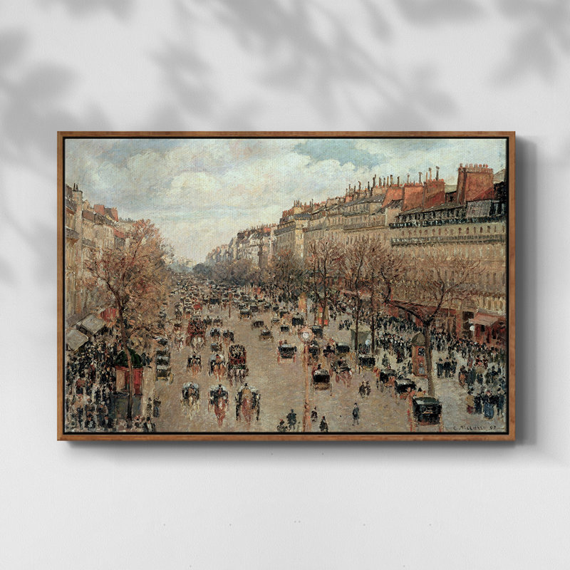 Paysage rétro-DII, Toile encadrée noyer flottant, H 17 po x l 25 po x P 2 po